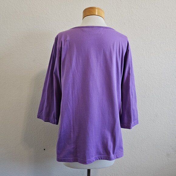 Bob Mackie A Walk In The Park 1875 Steampunk Purple Graphic 3/4 Sleeve Top L - Picture 6 of 10